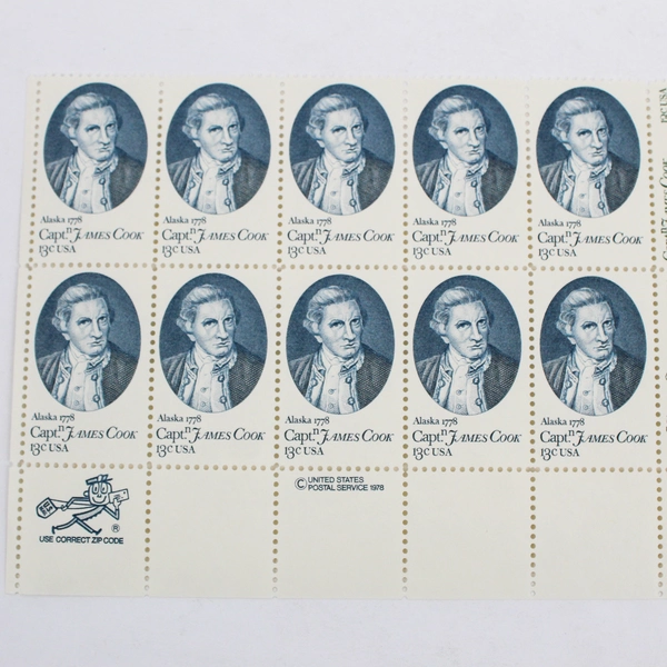 Lot Of 2 1978 USPS Block Sheets 20 Capt. James Cook 13 Cent Stamps MNH OG