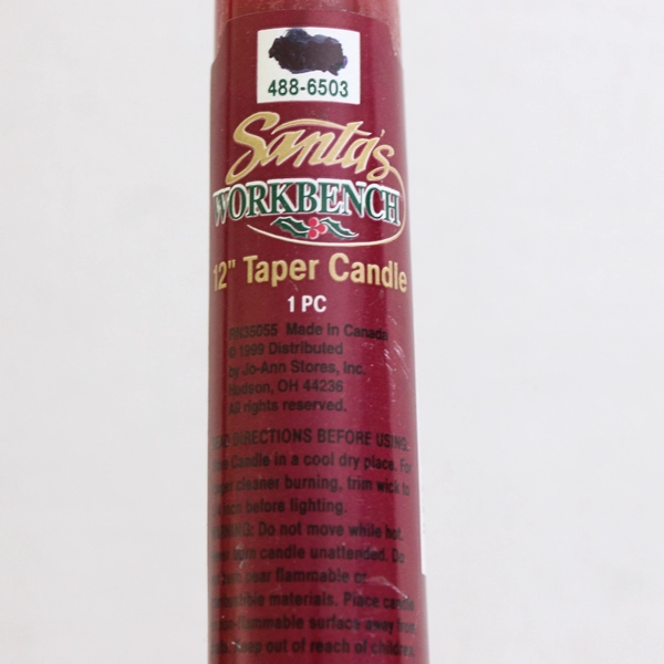 Lot Of 2 Matching Red Santa's Workbench Taper Candles 12 In Tall 1999