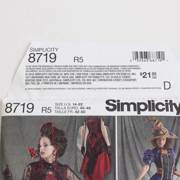Simplicity Karen Fleisch Designs 8719 Costumes Women's Size R5 (14-22)