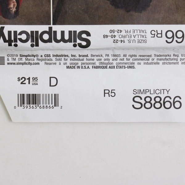 Simplicity Heather O'Shaughnessy S8866 Dresses Costumes Women's Size R5 (14-22)