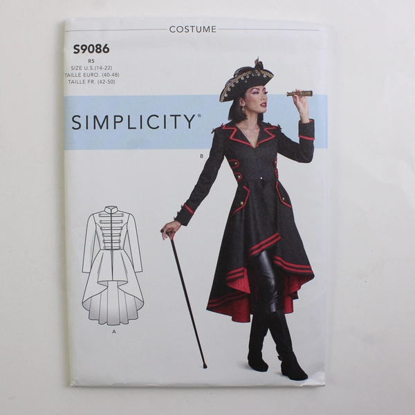 Simplicity S9086 Pirate Coat Dress Costume Women's Size R5 (14-22) 2020