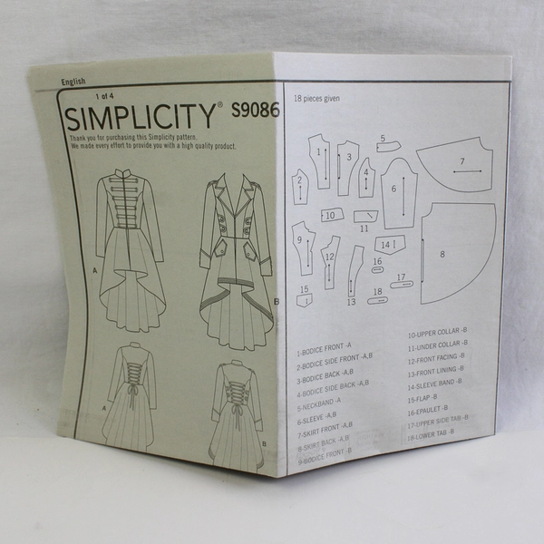 Simplicity S9086 Pirate Coat Dress Costume Women's Size R5 (14-22) 2020