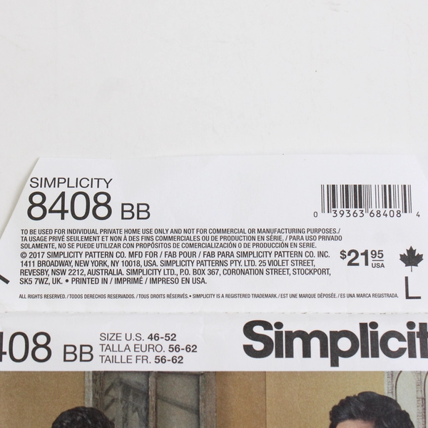 Simplicity Arkivestry Designs 8408 Shirt & Vests Costumes Men's Size BB (46-52)