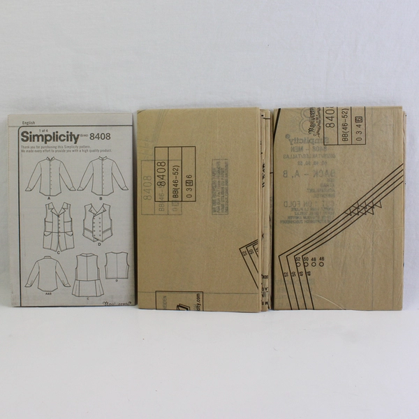 Simplicity Arkivestry Designs 8408 Shirt & Vests Costumes Men's Size BB (46-52)