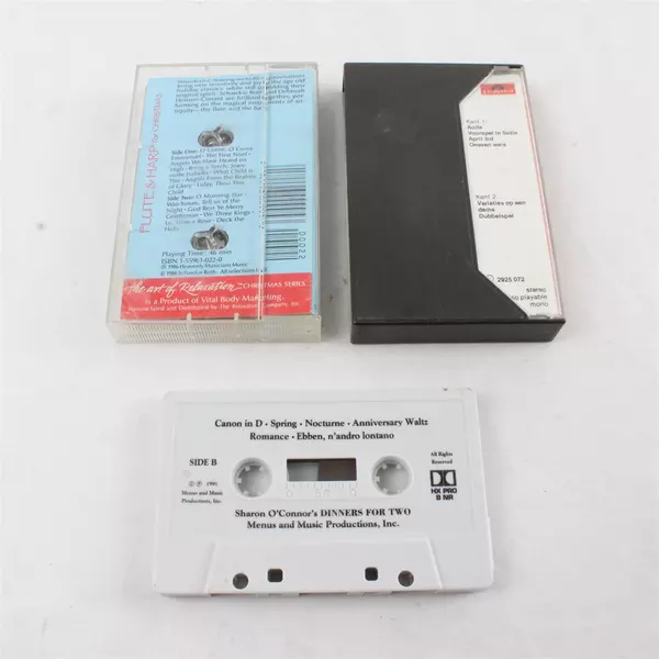 Lot of 3 Cassettes Flute & Harp Christmas & Canon In D & Flairck Varieties