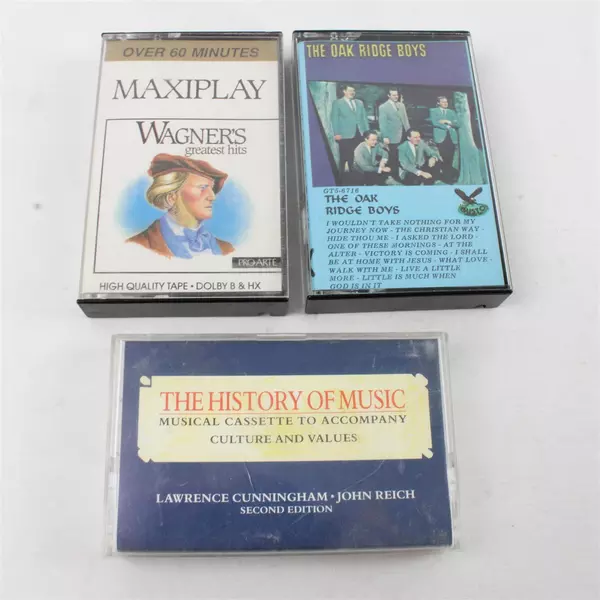 Lot of 3 Cassettes Wagner's Greatest Hits, The History of Music, Oak Ridge Boys