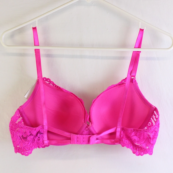 NWT Smart & Sexy Hot Pink Lacy Padded Underwired Bra Women's 38A