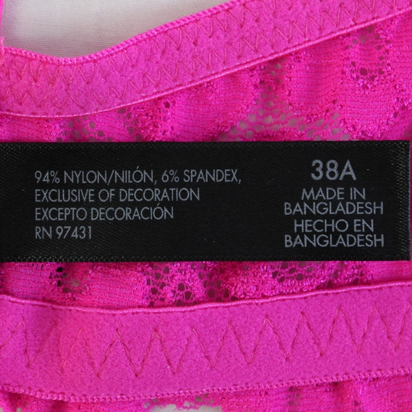 NWT Smart & Sexy Hot Pink Lacy Padded Underwired Bra Women's 38A