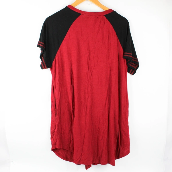 Ekouaer Women's XL Black and Red Button Up Sleep Shirt