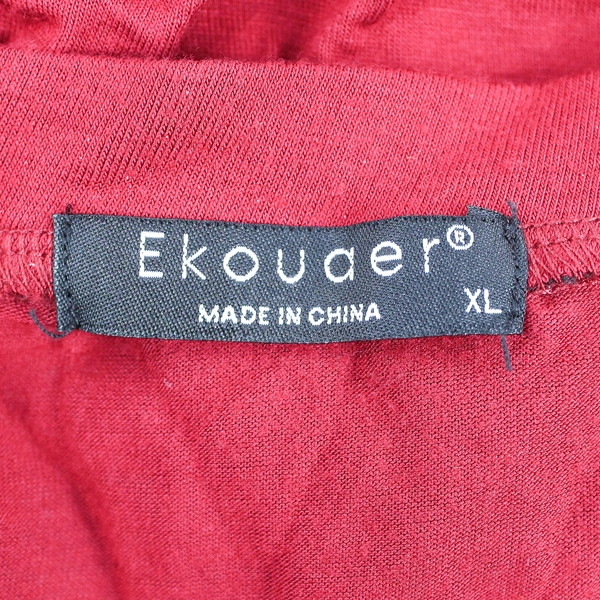 Ekouaer Women's XL Black and Red Button Up Sleep Shirt