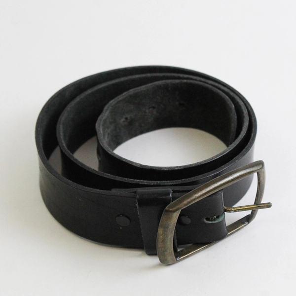 Black Wide Pin Belt Shag Leather Strap Men's Size 36