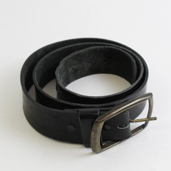 Black Wide Pin Belt Shag Leather Strap Men's Size 36