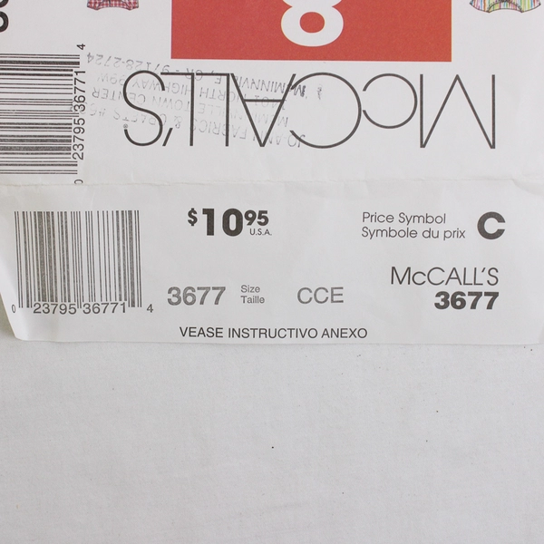 McCall's 3677 Tops & Skorts Patterns Childs/Girls Size CCE (3-4, 5-6) 2002