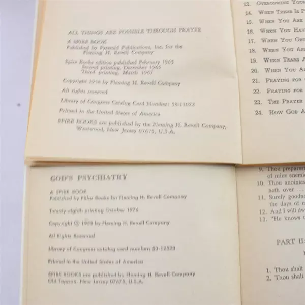 Lot of 2 Books: All Things Are Possible Through Prayer & God's Psychiatry