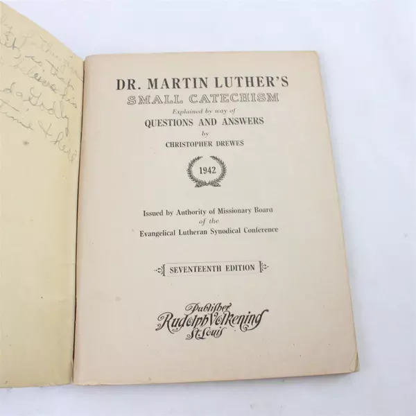 Vtg 1942 Dr. Martin Luther Lutheran Catechism Enchiridion by Christopher Drewes