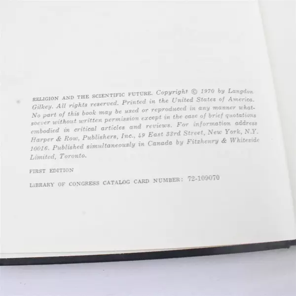 Religion and the Scientific Future Langdon Gilkey 1970 HC Harper & Row Hardcover