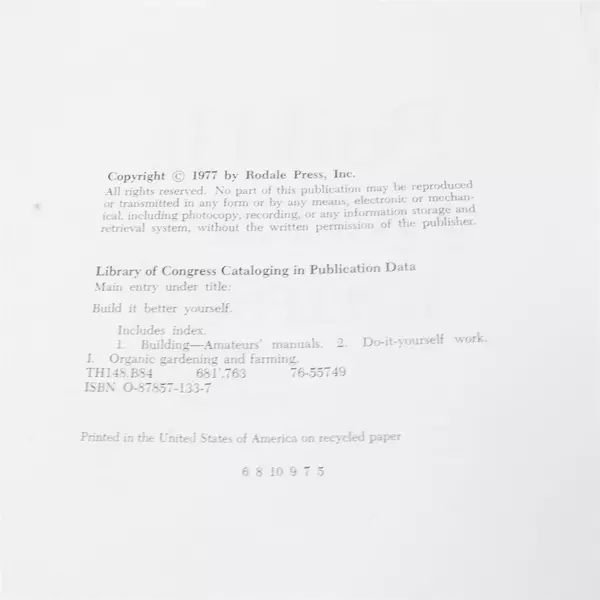 Vintage 1977 Build It Better Yourself Rodale Press Hardcover Book