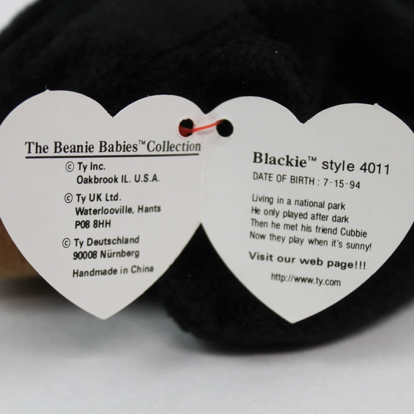 Ty Beanie Baby Blackie 1993 Black Bear With Ear Tag Error 1994 Plushy Doll Toy