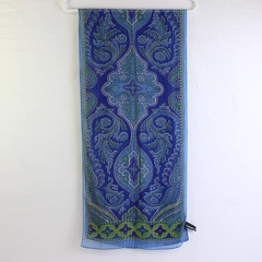 Jones New York Blue Paisley Sheer Chiffon Rectangle Scarf 13" by 58"