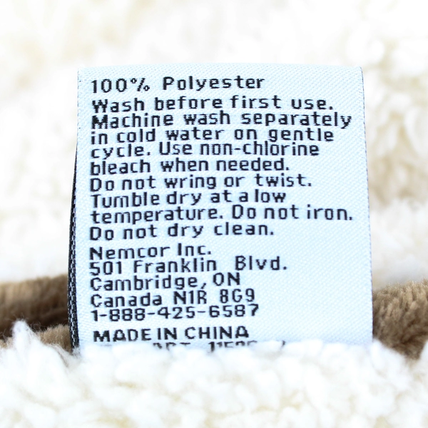 Nemcor Inc Life Solid Brown/White Plush Blanket 100% Polyester 61" x 63"