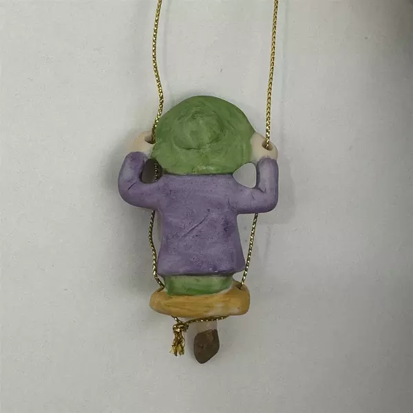 Antique Bisque Porcelain Oil Lamp Pull Swinger Girl On Swing