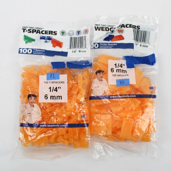 Lot Of 2 Bags Tavy Tools (85 Pcs 1/4" Wedge Spacers, 71 Pcs 1/4" T-Spacers)