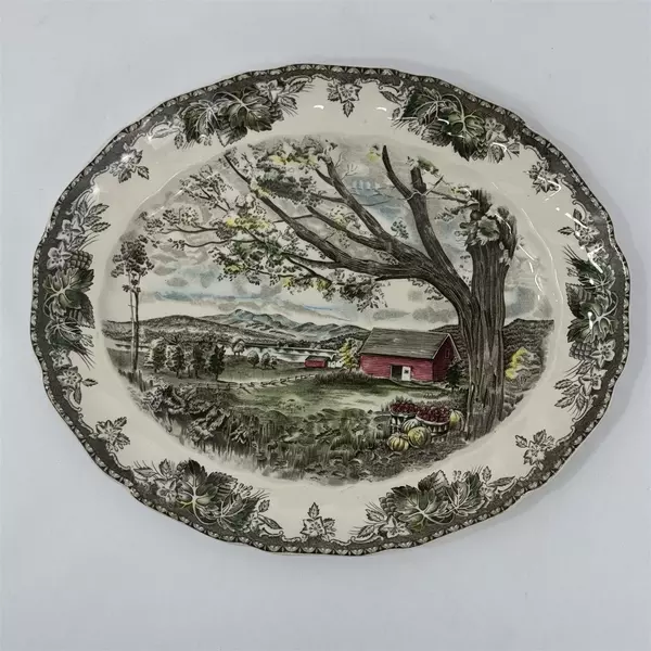 Johnson Brothers 13.5 in Oval Serving Platter The Friendly Village Harvest Time