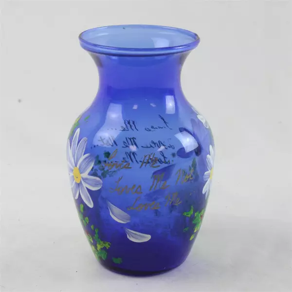 Hand Painted Blue Wildflower Vase Small 5" Ceramic Decorative Collectible