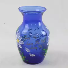 Hand Painted Blue Wildflower Vase Small 5" Ceramic Decorative Collectible