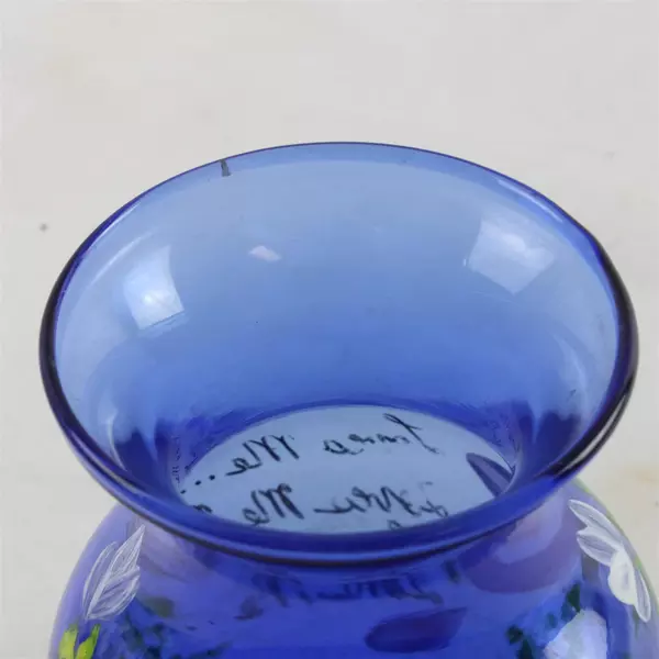 Hand Painted Blue Wildflower Vase Small 5" Ceramic Decorative Collectible