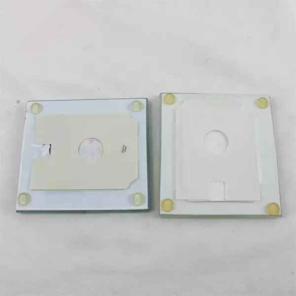 Set of 2 Glass Tile Drink Coasters Non-Slip Backing 4x4.25 Used