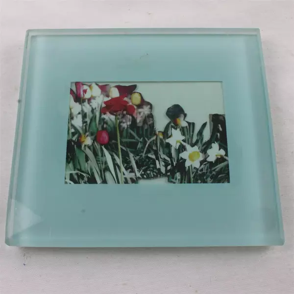 Set of 2 Glass Tile Drink Coasters Non-Slip Backing 4x4.25 Used