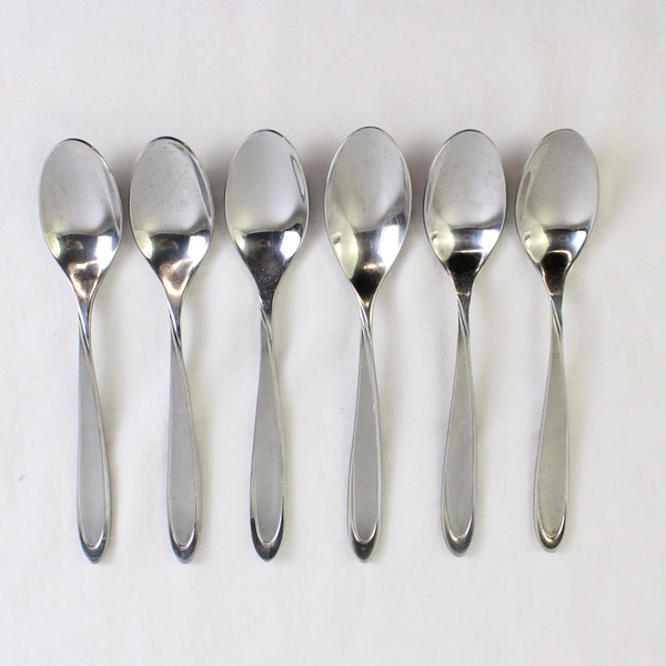 Oneida Silver Velour Pattern 6-Piece Set Oval Soup Spoons Stainless 7 Inches