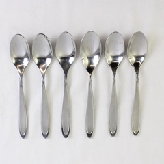 Oneida Silver Velour Pattern 6-Piece Set Oval Soup Spoons Stainless 7 Inches