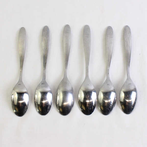 Oneida Silver Velour Pattern 6-Piece Set Oval Soup Spoons Stainless 7 Inches