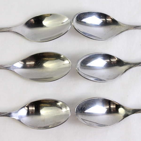 Oneida Silver Velour Pattern 6-Piece Set Oval Soup Spoons Stainless 7 Inches