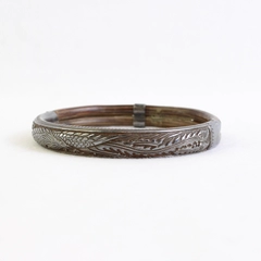 Antique Chinese Silver Double Bamboo Phoenix Bird Bangle Bracelet Size 2.4