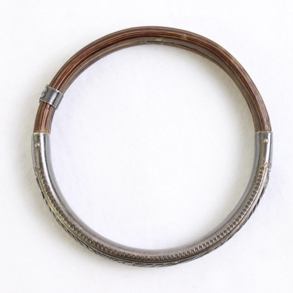 Antique Chinese Silver Double Bamboo Phoenix Bird Bangle Bracelet Size 2.4