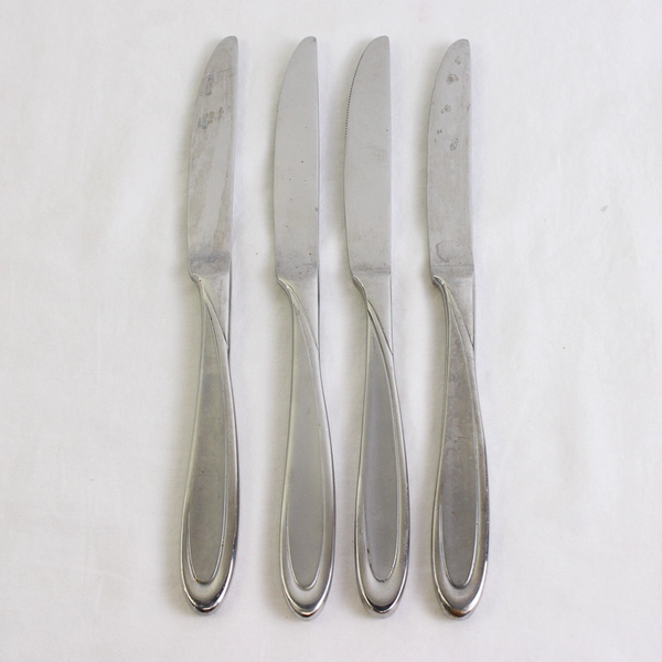 Oneida Silver Velour Pattern 4-Piece Set Dinner Knives Stainless 9.5 Inches