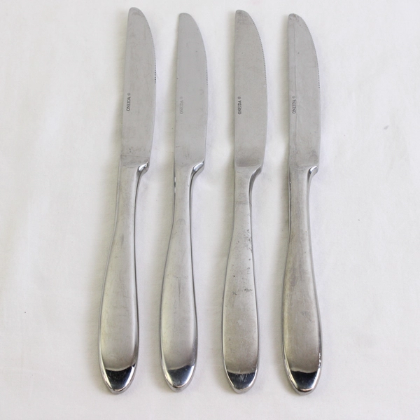 Oneida Silver Velour Pattern 4-Piece Set Dinner Knives Stainless 9.5 Inches
