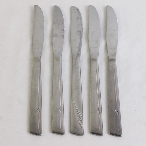 Lot of 5 Oneida Silver Oneidacraft Profile Stainless Pattern Knives Slanted