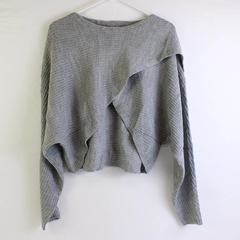 Unbranded Women's M Gray Knit Layered Front Dolman Sleeve Sweater