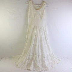 Indian Tropical Fashions Women's S White Sleeveless Flowy Cotton Dress