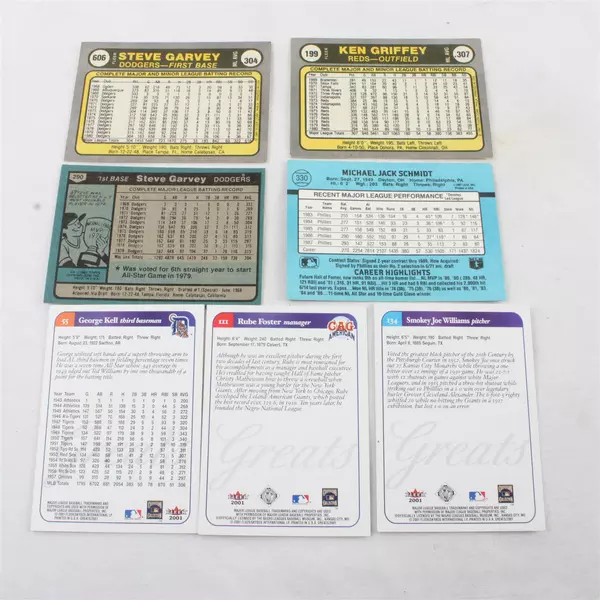 Lot of 7 Vintage Baseball Cards Ken Griffey Mike Schmidt Steve Garvey