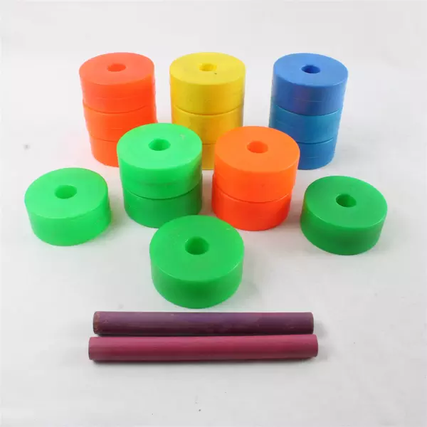 Fisher-Price Vintage Stacking Rings 16 Pieces + 2 Pegs Plastic Toy