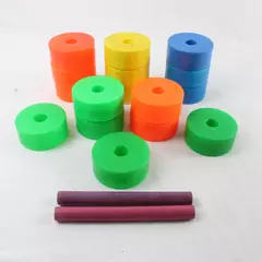 Fisher-Price Vintage Stacking Rings 16 Pieces + 2 Pegs Plastic Toy