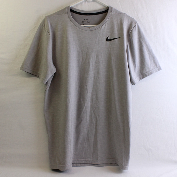 Nike Solid Light Gray Color Short Sleeve Dri-Fit Activewear Shirt Men's Size M