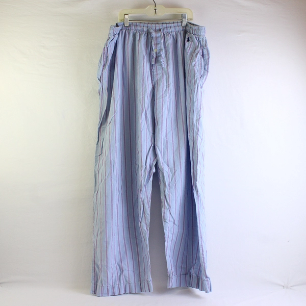 Ralph Lauren Blue Striped Loose Fitting Sleepwear Pants Men's Size L (36-38)