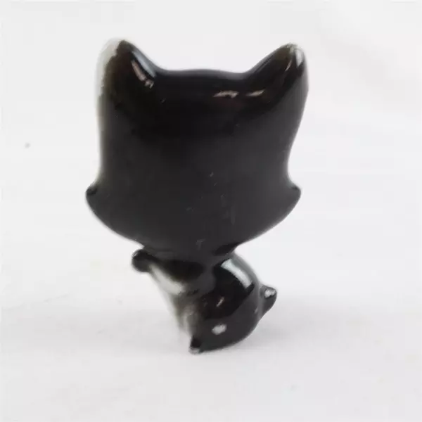 Vintage Redware Black Cat Figurine 2.5" Ceramic Collectible Paint Chip