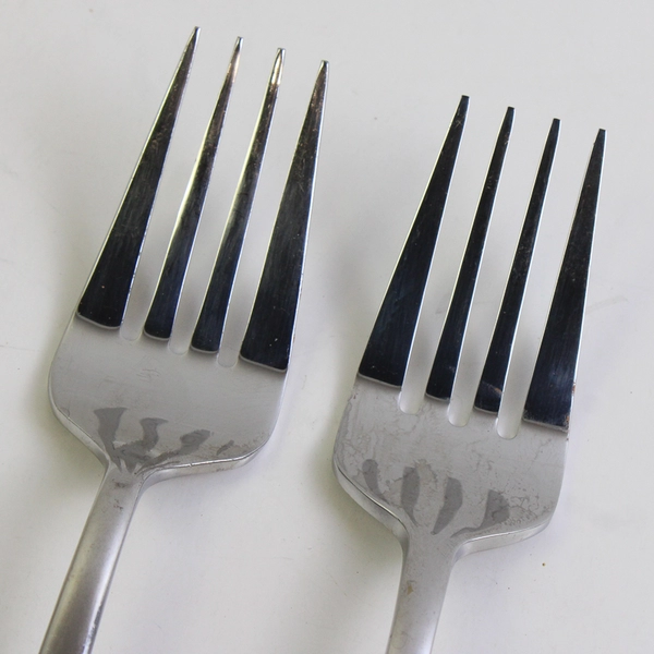 Lot of 2 Oneida Silver Surge Pattern Cold Meat Serving Forks 8.75 Inches Good